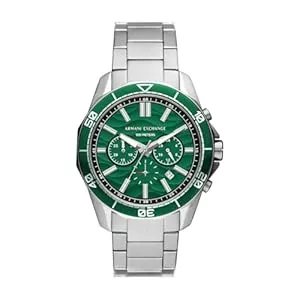 Armani Exchange Uhren Armani Exchange Silver Tone Watch for Men, Quarz-Chronographenwerk und 44mm Gehäusegröße mit Edelstahlarmband