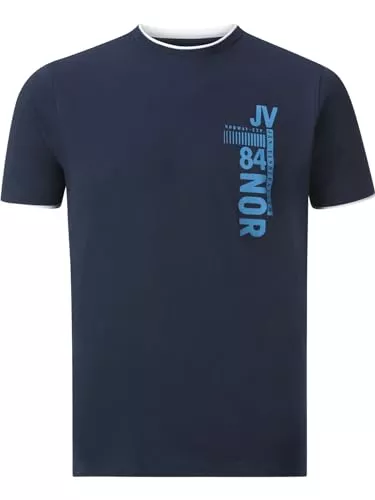 Jan Vanderstorm T-Shirts Jan Vanderstorm Herren T-Shirt Flemming Baumwoll-T-Shirt mit markantem Frontprint – Rundhalsshirt Kurzarm, Moderne Kontrastoptik, atmungsaktiv, 100% Baumwolle, große Größen L–7XL