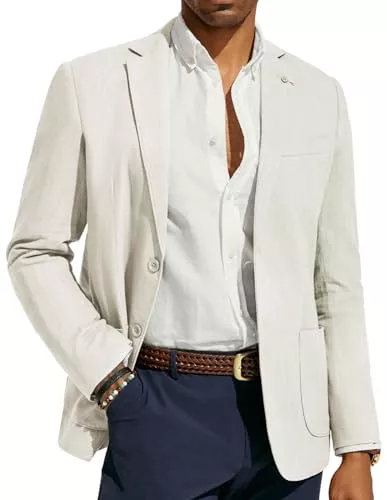 PJ PAUL JONES Blazer PJ PAUL JONES Herren Leinen Blazer Modern Freizeit Sakko Sportlich Regular Fit 2 Knöpfe Business Anzugjacke