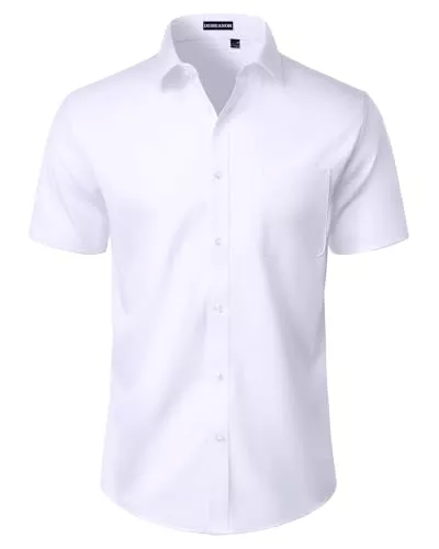 DEMEANOR Hemden DEMEANOR Hemd Herren Kurzarm Sommerhemd Business Casual Regular Fit Hochzeit Oberhemden mit Tasche