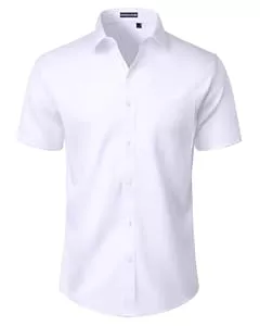 DEMEANOR Hemden DEMEANOR Hemd Herren Kurzarm Sommerhemd Business Casual Regular Fit Hochzeit Oberhemden mit Tasche