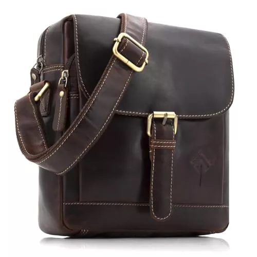 JOREY Taschen & Rucksäcke JOREY Leder Umhängetasche Herren - Schultertasche Männer aus Echtleder - Vintage Herrentasche mit Magnetverschluss - Leder Messenger Bag für Alltag Freizeit Büro