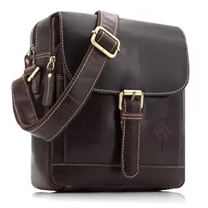JOREY  JOREY Leder Umhängetasche Herren - Schultertasche Männer aus Echtleder - Vintage Herrentasche mit Magnetverschluss - Leder Messenger Bag für Alltag Freizeit Büro