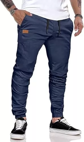 JMIERR Hosen JMIERR Hose Herren Chino Cargo Hose Jogginghose Herren Baumwolle Sporthose Casual Freizeithose Elastische Taille mit Kordelzug Sweatpants Herren mit Taschen
