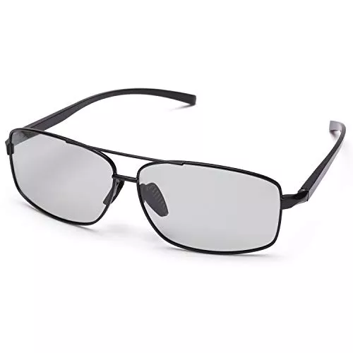 TJUTR Sonnenbrillen & Zubehör TJUTR Selbsttönende Sonnenbrille Herren Polarisierte Adaptive Sonnenbrille Metall Rechteckige Gläser UV400 Blendschutz Brille für Autofahrer