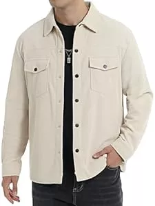 Vortewind Jacken Vortewind Hemdjacke Herren,Hemd Herren Langarm mit 2 Klappentaschen,Knopfleiste Cordhemd Regular Fit Overshirt,Frühling Herbst Freizeithemd