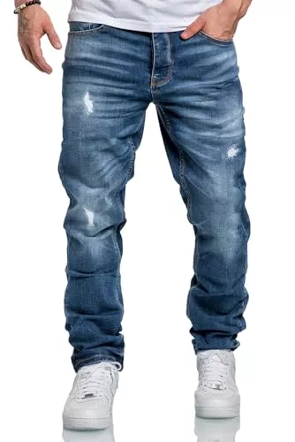 REPUBLIX Jeans REPUBLIX Herren Jeans Regular Straight Fit Denim Hose Destroyed R7998