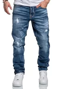 REPUBLIX  REPUBLIX Herren Jeans Regular Straight Fit Denim Hose Destroyed R7998