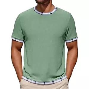 Generic  Tshirt Herren Sommer Atmungsaktiv T-Shirts Einfarbig Rundhals Shirt Bequem Wandershirt Leichte Laufshirt Freizeit Waffelpique Kurzarm für den Alltags
