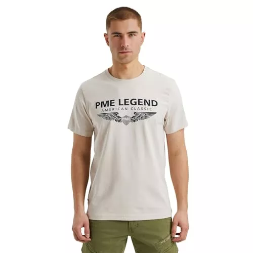 PME Legend T-Shirts PME Legend Herren Rundhals T-Shirt R-Neck Cotton ELASTHAN Logo - Regular Fit