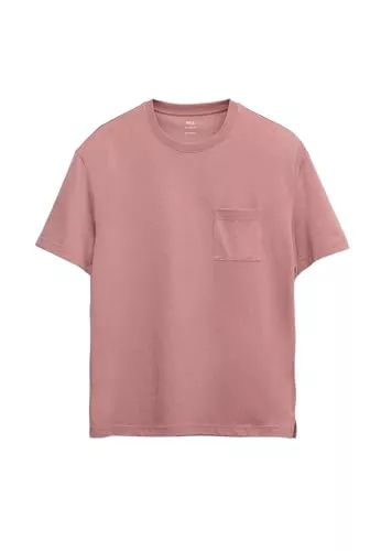 Marks &amp; Spencer T-Shirts Marks &amp; Spencer Herren T-Shirt aus Reiner Baumwolle mit Tasche – Mittelschwer – Relaxed Fit