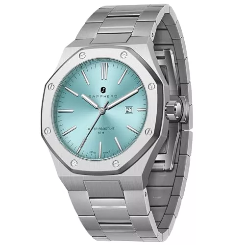 SAPPHERO Uhren SAPPHERO Uhren Herren Edelstahl 50M Wasserdicht Armbanduhr Herren Klassisch Luxus Analog Quarz Herrenuhren mit Kalender Elegantes Geschenk für Männer