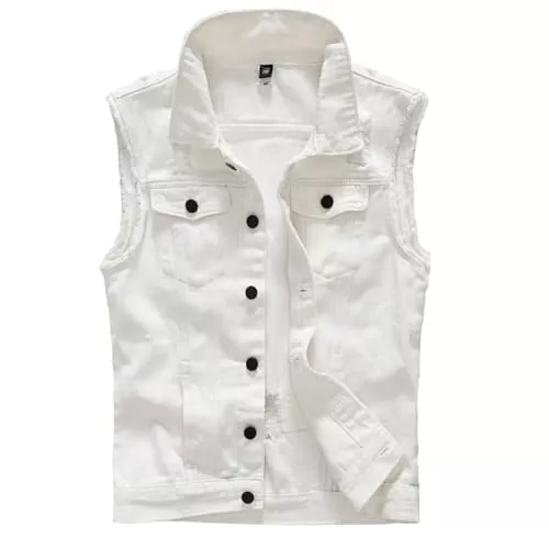Kelmon Jacken Herren Denim Westen Zerrissen Casual Ärmellos Biker Fashion Jeansweste