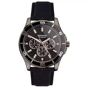 SEKONDA  Sekonda Herren Midnight 44 mm Multifunktionsuhr Tag Datum bis 50 m wasserdicht