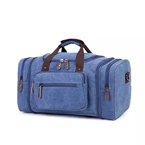Sechunk Taschen & Rucksäcke SechunkDuffle Bag Canvas Große Outdoor, Schultertasche Sporttasche Weekender Herren Damen Mit Trolleyhülle Nassfach Handgepäck Tasche Erweiterbar, Travel Gym Sport Camping Tasche