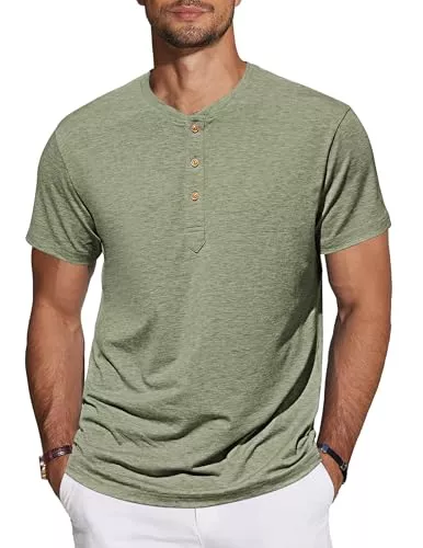 TARAINYA T-Shirts TARAINYA Henley Shirt Herren Baumwolle T-Shirt Kurzarm Sommer Männer mit 3 Knopfleiste M-4XL