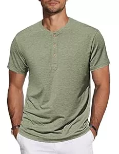 TARAINYA T-Shirts TARAINYA Henley Shirt Herren Baumwolle T-Shirt Kurzarm Sommer Männer mit 3 Knopfleiste M-4XL
