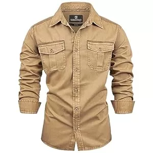 FALKENSTEJN Hemden FALKENSTEJN Herrenhemd - Modell Riccaldo - 100% Baumwolle – Vintage Hemd Cargo Langarm-Hemd für Männer - In 3 Farben