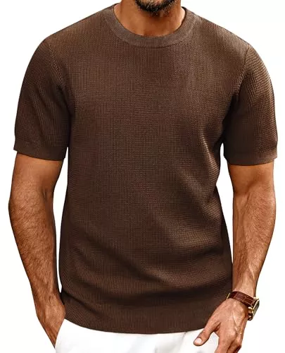 PJ PAUL JONES T-Shirts PJ PAUL JONES Herren Strick T-Shirt Kurzarm Regular Fit Strukturiert Tee Sommer T-Shirt mit Rundhalsausschnitt für Freizeit Golfshirt