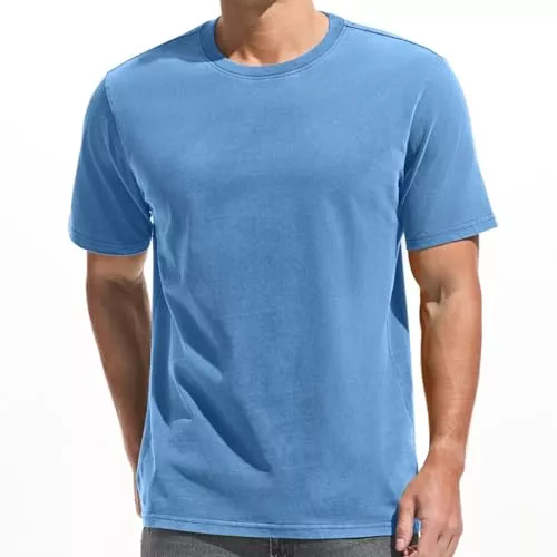 VEIISAR Hosen Herren Dick T-Shirt 100% Baumwolle Heavyweight 250g/m² Stone Washed Ultra Weich Regular Fit Bequem Vintage Look Kurzarm Basic