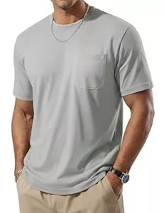 TACVASEN  TACVASEN Herren T-Shirt Kurzarm Rundhals Sommer Hemd Freizeit mit Taschen Atmungsaktiv Basic Shirt UV Schutz Schnelltrocknend