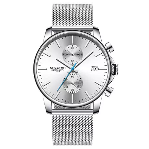 Affute Uhren Herren-Armbanduhr, modisch, sportlich, Quarz, analog, schwarzes Mesh, Edelstahl, wasserdicht, Chronograph, automatische Datumsanzeige