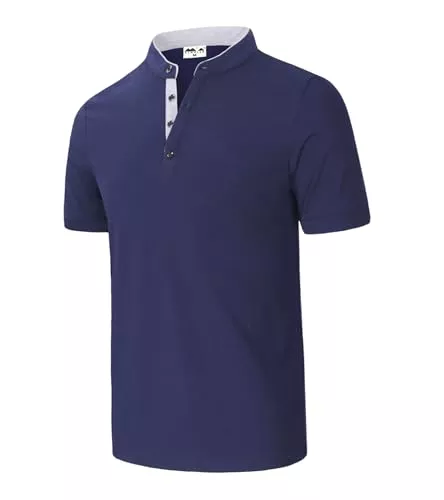 KTWOLEN Poloshirts KTWOLEN Henley T-Shirt Herren Kurzarm Baumwolle Basic Shirt mit 4 Knopfleiste Slim Fit Kontrastfarbenes Sommerhemd