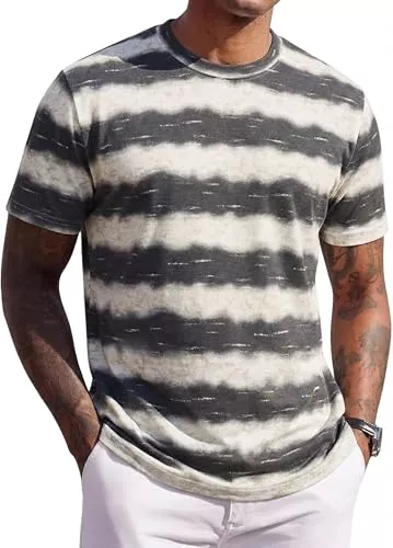JEEGAL T-Shirts JEEGAL Herren T-Shirt Rundhals, 95% Baumwolle 5% Elasthan, Regular Fit Kurzarm Shirt mit Print, bequemes Männer Basic Shirt für Alltag Freizeit Sommer