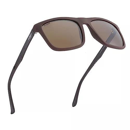 JFXQDR Sonnenbrillen & Zubehör JFXQDR Herren Polarisierte Sonnenbrille, Ecke Gummifassung mit Carbon-Bügeln für Angeln &amp; Autofahren, UV-Schutz RFS8205