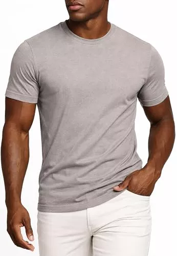 Leif Nelson T-Shirts Leif Nelson Herren T-Shirt Slim Fit aus 100% Baumwolle, Rundhals Basic Shirt Kurzarm, Atmungsaktiv &amp; Bequem, Casual &amp; Sport