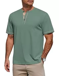 COOFANDY T-Shirts COOFANDY T-Shirt Herren 95% Baumwolle Henley Shirt Kurzarm Sommer Tee mit Knopfleiste Color-Blocking Basic Tops