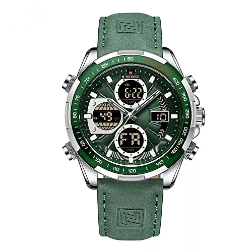 Naviforce Uhren Naviforce Herren Militär Digitaluhren Analoge Quarzuhr wasserdichte Sport Multifunktions Lederarmbanduhr