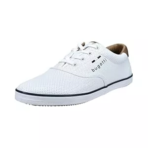 bugatti Schnürhalbschuhe bugatti Canvas Sneaker aus Baumwolle, Low-Top-Leinenschuh mit Flexibler Sohle, Weiß, 42 EU