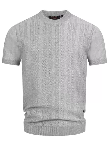 Indicode T-Shirts Indicode Herren INVarson T-Shirt mit vertikalem Strickmuster | Herrenshirt Sommershirt Männer
