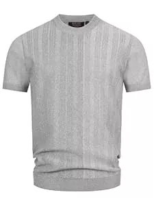Indicode T-Shirts Indicode Herren INVarson T-Shirt mit vertikalem Strickmuster | Herrenshirt Sommershirt Männer