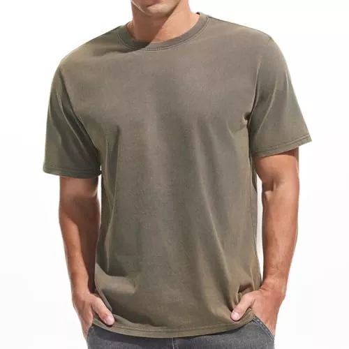 VEIISAR T-Shirts Herren Dick T-Shirt 100% Baumwolle Heavyweight 250g/m² Stone Washed Ultra Weich Regular Fit Bequem Vintage Look Kurzarm Basic (Dark Grey M)