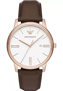 Emporio Armani Uhren EMPORIO ARMANI Watch for Men, Quarz-Dreizeiger-Datumswerk und 42mm Gehäusegröße mit Lederarmband