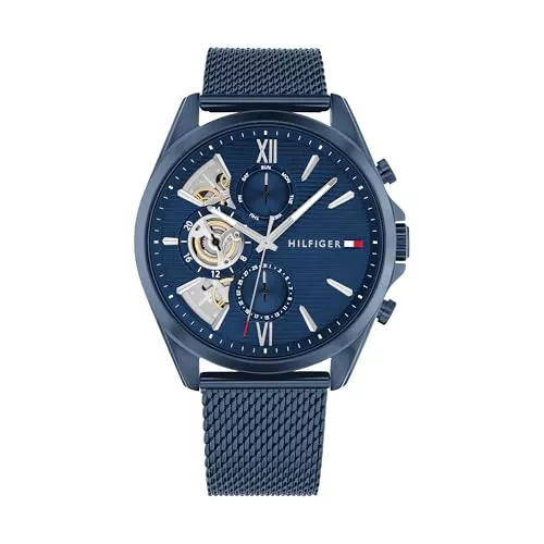 Tommy Hilfiger Uhren Tommy Hilfiger Multi Zifferblatt Quarz Uhr für Herren mit Silbernes Edelstahl-Mesh-Gliederarmband und Lederarmband