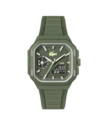 Lacoste Uhren Lacoste Uhr mit DREI-Zeiger-Quarzwerk Kollektion LC33 Square mit Silikonarmband - Erhältlich aus Blau, Grün oder Weiss