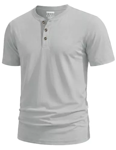 TACVASEN T-Shirts TACVASEN Henley Shirt Herren Kurzarm Sommer Basic Rundhals Tshirt Baumwolle Kurzarm Freizeitshirt Arbeits Tshirt