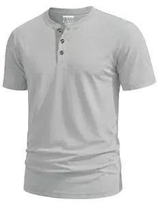 TACVASEN T-Shirts TACVASEN Henley Shirt Herren Kurzarm Sommer Basic Rundhals Tshirt Baumwolle Kurzarm Freizeitshirt Arbeits Tshirt