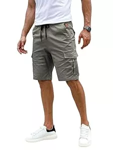 Elegancity Shorts Elegancity Kurze Hosen Herren Cargo Shorts Sommer Freizeithose Kurze Elastische Taille Chino Shorts Mit 6 Taschen Grau M