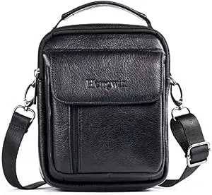 hengwin  hengwin Leder Schultertaschen Herren, Kleine Umhängetasche Männer Business Tasche Messenger Bag Handgelenktasche Handytasche Gürteltasche Reisetasche mit Gürtel Schleife