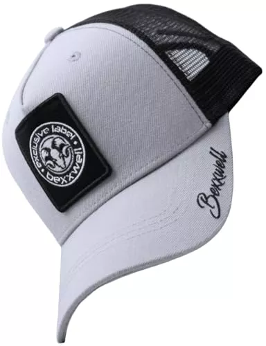 Bexxwell Hüte & Mützen Bexxwell Trucker Cap hellgrau/schwarz mit Logo-Patch (optimale Passform, Kappe, grau, Black, Truckercap, Logo, Cap, Unisex)