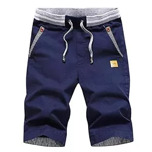 JustSun Shorts JustSun Kurze Hosen Herren Shorts Sommer Shorts Chino Baumwolle mit Tunnelzug Navy Blau M