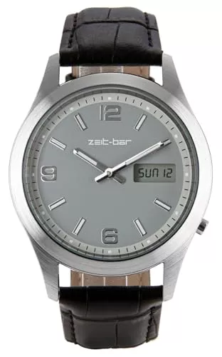 Zeit-Bar Uhren Zeit-Bar Funk-Armbanduhr Herren, mit Datums- und Wochentaganzeige