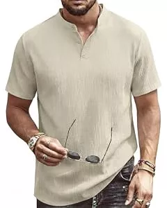 Elainone Poloshirts Elainone Herren Henley Shirt Kurzarm Sommer T-Shirt mit Knopfleiste Atmungsaktives Freizeithemd Knitterarm Casual Oberteil