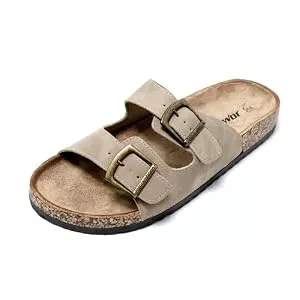 JOMIX Sandalen & Slides JOMIX Sommer Pantoletten Herren Kunstleder Sandalen Weiche Cork Fußbett Latschen Flache Strandschuhe Meer Strand Outdoor