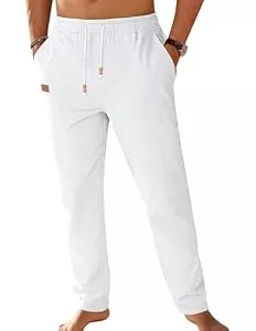 TARAINYA Hosen TARAINYA Baumwolle Leinenhose Herren Sommerhose Herren mit Kordelzug und Taschen für leichte Sommerfrische