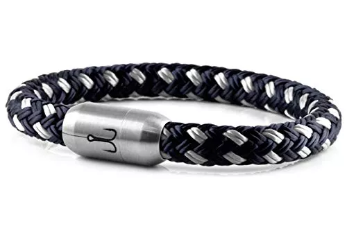 Fischers Fritze Schmuck Fischers Fritze Armband Segeltau Makrele marineblau silbergrau - Handgemacht im Geschenkkarton I Maritim &amp; Wasserfest